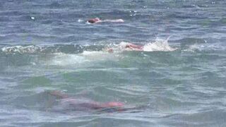 A mature woman got completely naked on the beach