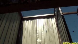 The girl was caught on a camera in a beach cabin