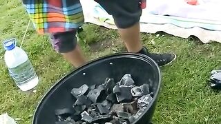 Outdoor foursome sex with Russian students and negros