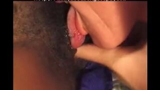 Black girl is having fun with an older white man, he is very much excited