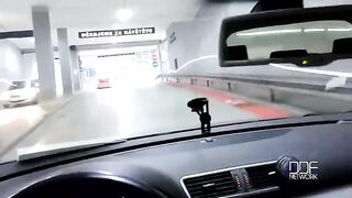 A sexy girl gave a blowjob to her guy in his car while driving
