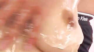 Oiled Asian tits, finger-fucking the member in between - Asian Aroma Massage