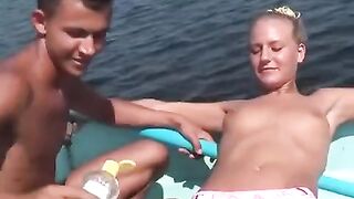 The young people are fucking on the river bank without any barriers