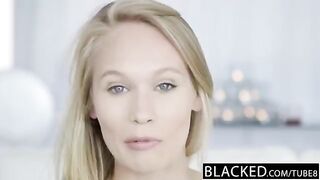 Nigerian man fucked a white young slut on the couch during casting