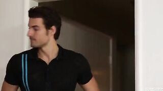 The guy gently fucks mulatto in a condom
