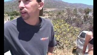 The girl was fucked in the car by two guys