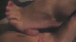 A guy masturbates his cum with his hand in POV style