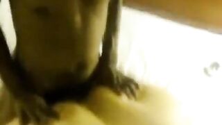 A fat woman with big boobs is having fun with two guys