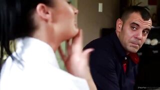 Alektra Blue rubs her tits and sits on a dick after oil massage