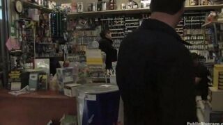Rough sex in the shop with a pretty girl