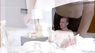 Amber Rain fucked by her husband and his friend in a steamy threesome