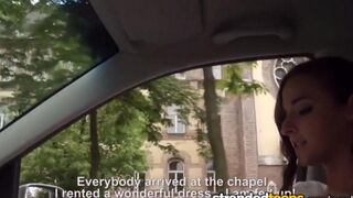 A bride gets fucked by a taxi driver in his car