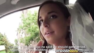 A bride gets fucked by a taxi driver in his car