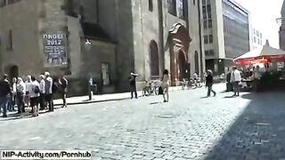I showed my shaved pussy to all passers-by