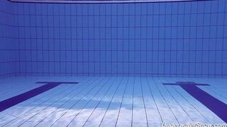 Babe Helen has a swim in the pool without any clothes