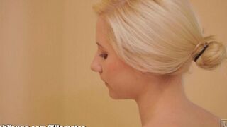 The girl has a tender body after a shower. It's great!