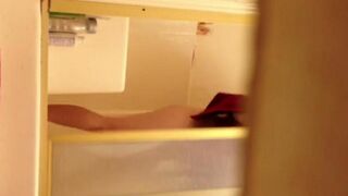 A girl took shower and was filmed by a hidden camera
