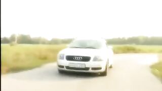 A blonde gets her shaved pussy on the bonnet