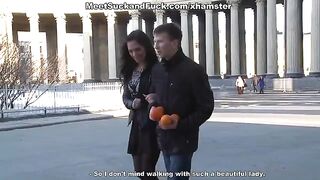 A sexy girl is having fun after a romantic dinner with a guy