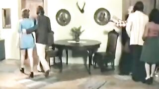 Retro sex with a delightful brunette and her friends