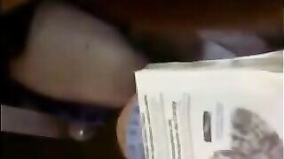 The man stuck his hand under her skirt and began to squeeze the vagina