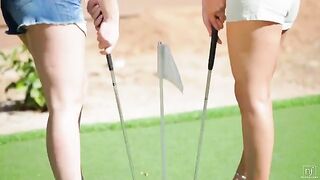 A beauty ended up in lesbian sex on the golf course