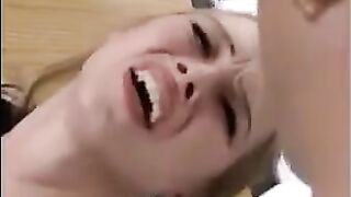 Fragile blonde gets her holes filled with fists and cum