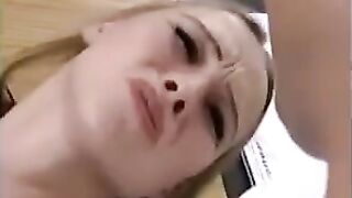 Fragile blonde gets her holes filled with fists and cum