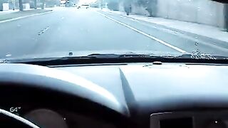 A cute girl made a blowjob right in the car, it was a risk