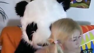 A cute little girl has sex with her favorite bear in a passionate encounter
