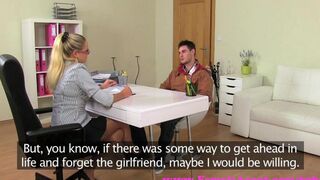 Hot blonde with a perfect body fucked at her first casting