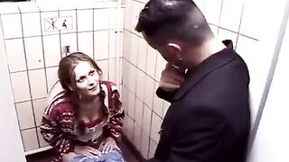 A night club toilet is the place for hardcore sex
