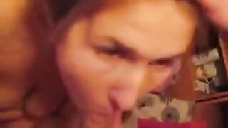 The guy finished right in the mouth of his girlfriend in a steamy homemade scene