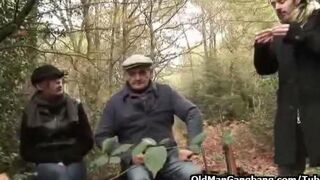 A dad and son fuck his daughter and sister in the forest