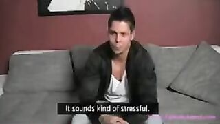 The beautiful woman is an agent conducting a casting couch audition