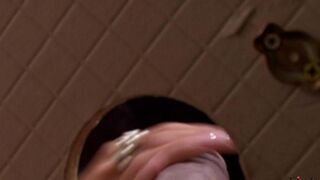The beauty made a hole in the toilet and started sucking dick