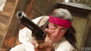 The cowboy punished but licked her pink clitoris