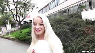 A sexy blonde girl with natural tits in a private video