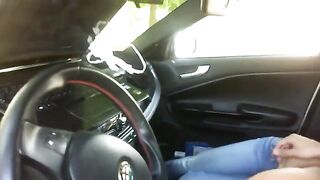 Girl started to suck a cock right in the car, just like a pro