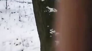 The guy tries to freeze the dick and pussy of a hot girl
