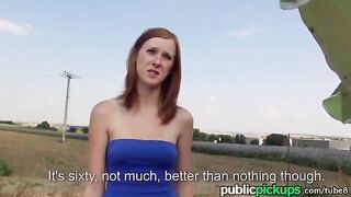 A red-haired girl fucked in the haystack, reminiscent of wild outdoor encounters