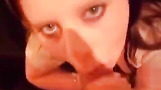 Young girls are crazy about licking cum after blowjob