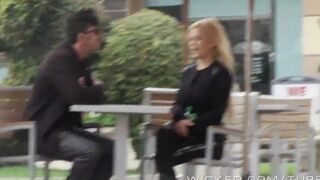 A blonde girl got into the car and started to fuck
