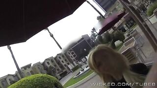 A blonde girl got into the car and started to fuck