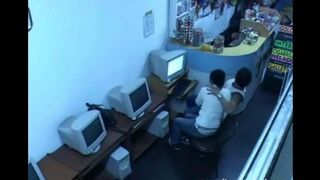 Young girl masturbating on her webcam in cafe