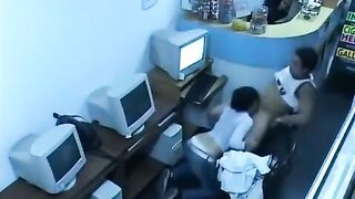 Young girl masturbating on her webcam in cafe