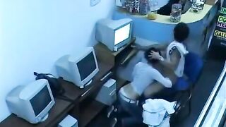 Young girl masturbating on her webcam in cafe