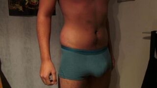 A man could not hold back his cum and released it into his panties