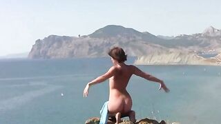 A girl is fucking on the naked beach without any clothes