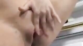 A man made cumshot right in the womb of a pregnant woman